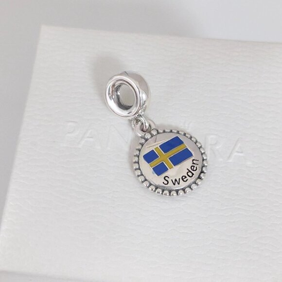 Pandora Sweden Flag Exclusive Dangle Charm S925 Silver with box - Picture 4 of 10